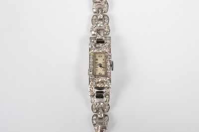 Lot 178 - An Art Deco manual wind diamond set cocktail dress wristwatch