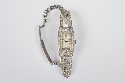 Lot 180 - A J.W. Benson Art Deco manual wind diamond set cocktail dress wristwatch