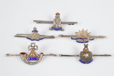 Lot 155 - A group of seven Sterling Silver and enamel Regimental Sweetheart brooches