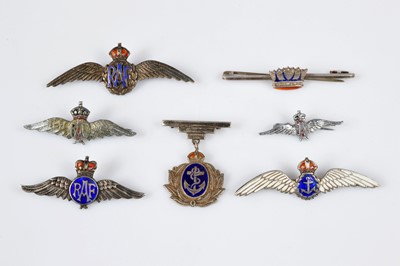 Lot 156 - A group of five Sterling Silver Royal Air Force and Naval Sweetheart Brooches