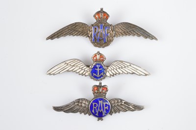 Lot 156 - A group of five Sterling Silver Royal Air Force and Naval Sweetheart Brooches