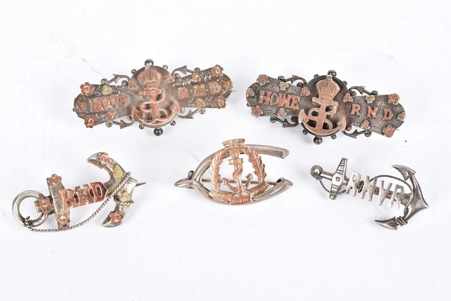 Lot 164 - Three WWI period silver hallmarked Naval Sweetheart brooches