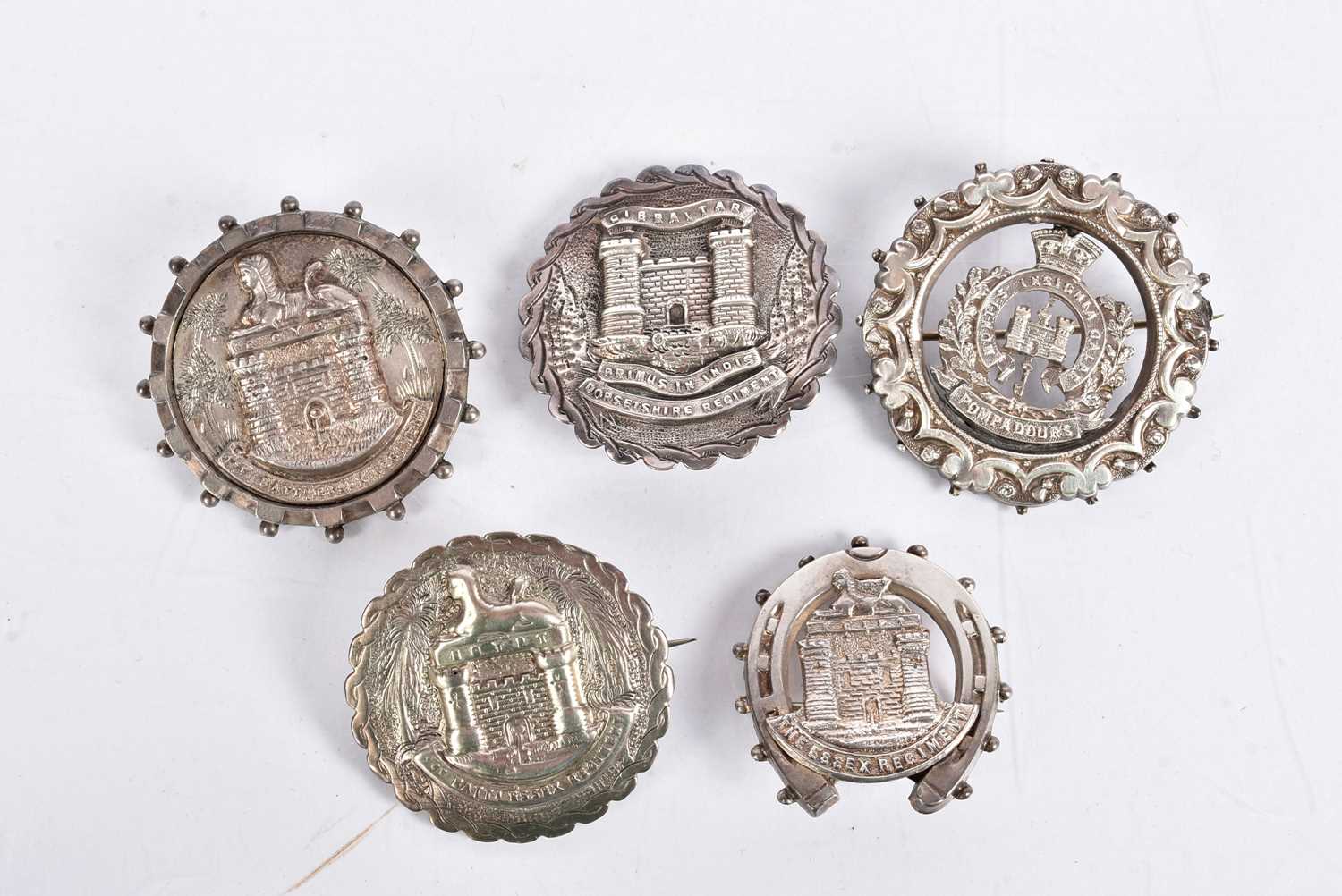 Lot 165 - Five Essex Regiment Sweetheart Brooches