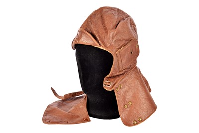 Lot 340 - A WWI RFC/RNAS Brown Leather Flying Helmet/Cowl