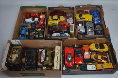 Lot 270 - Burago Corgi Lledo and other Diecast cars in assorted scales (52 in 5 boxes)