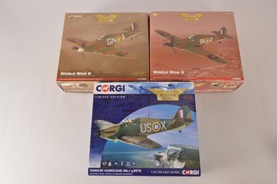 Lot 360 - WWII 1:32 Scale Corgi Aviation Archive Hawker Hurricanes (3)