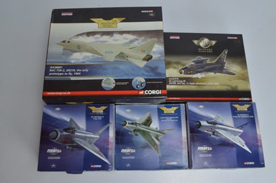 Lot 367 - Corgi Aviation Archive 1:72 Scale English Electric Lightnings and BAC TSR-2 (5)