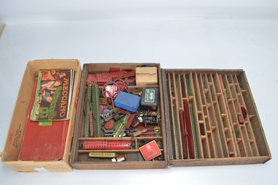 Lot 419 - Large quantity of mainly 1950's-60's loose Meccano from Sets 4-9 in two large drawers and boxed Accessory Outfit 8A (qty)