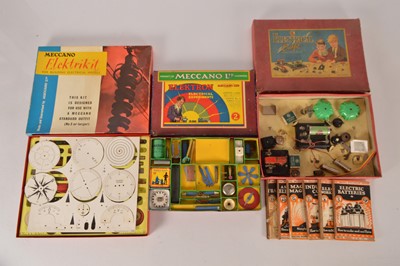 Lot 422 - Meccano pre-war Elektron Set No 2 post war Elektrkit and SEL Electrical Outfit and Motor and Model Engineer Electric related Magazines (9)