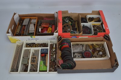 Lot 438 - Collection of mainly pre-war Meccano Nikel plated girders and plates and various gears and other parts