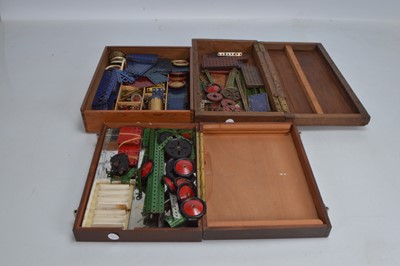 Lot 441 - Pre-war Meccano in three non-Meccano wooden boxes (3)