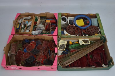 Lot 443 - Collection of mostly pre-war Meccano in 4  boxes (large qty)