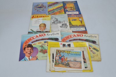 Lot 450 - Meccano Toys of Quality Catalogues 1930-1958 most including Hornby 0gauge and Dublo Trains Dinky Toys Boats (10 + plus some incomplete issues)