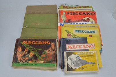 Lot 454 - Large qty of Meccano Outfit Instructions from 1930's to 70's including three No 10 in folders (65+)
