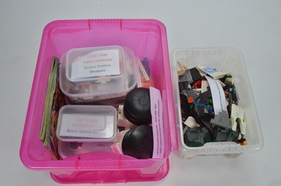 Lot 457 - Lego loose Mars Mission sets sorted in boxes and large qty of loose Lego and other similar makers (qty in two plastic boxes)