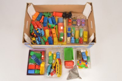 Lot 460 - Large collection of small scale 1950's and later plastic/rubber Toy cars and commercial vehicles by various makers (68)