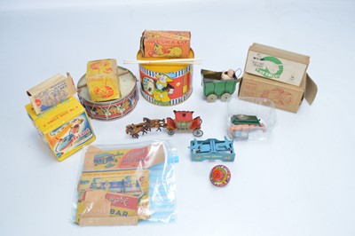 Lot 466 - Circa 1940's -1960's boxed and unboxed Girls and Boys Tinplate wood and plastic Toys by Tri-ang Chad Valley Marx Kleeware and other makers (17)