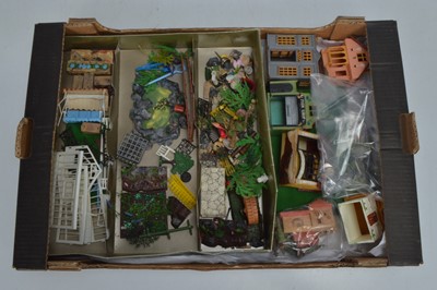 Lot 473 - Codeg Made in Hong Kong Camberwick Green plastic Shops and other wood and plastic buildings and collection of Britains plastic Floral Garden (qty)