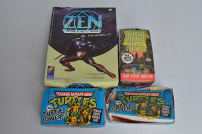 Lot 489 - 1990s Teenage Mutant Ninja Turtles Bubble Gum Cards and Inteleg International Model Kit (Qty)