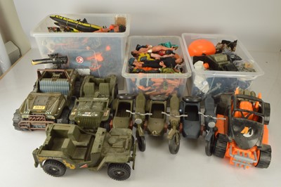 Lot 507 - Very large collection of modern Action Man and other figures with uniforms Equipment and Vehicles in four large boxes (large qty)