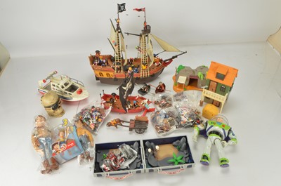 Lot 510 - Collection of unboxed Modern toys including Playmobil Pirate Ship and Pirates and other items and Toy Story Figures (large qty)
