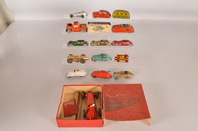 Lot 529 - Various Tinplate clockwork mostly unboxed Vehicles mainly cars medium scale by various makers (16)