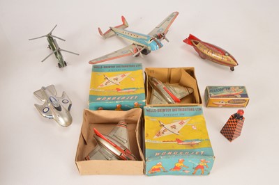 Lot 530 - Collection of mainly 1950's-60's Tinplate Toy Aircraft and Space Ships (8)
