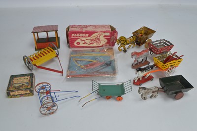 Lot 539 - Collection of Mettoy and other makers 1950's-60's tinplate and other metals Farm Equipment (13)