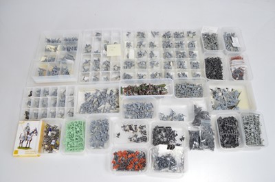 Lot 586 - Large collection 1/72 Scale Ancient Warriors metal and plastic by various makers (one card box medium boxes 7 , standard food boxes 16, bags 3 and boxfile with two trays )