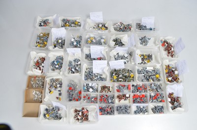 Lot 591 - Large collection 1/72 Scale 20mm metal English Civil War figures most painted grey with card bases,( 27 standard food boxes, 14 small boxes, 2 card boxes)