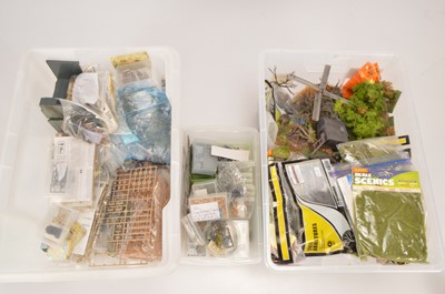 Lot 605 - Large collection 1/72 Scale 00 gauge Scenery including Castle and Fort kits Trees scatter material and large quantity of mostly WW2 Vehicles and Figures and spares and accessories (very large qty)