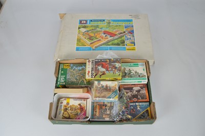 Lot 607 - Airfix Revell and Ertl boxed and unboxed 1/72 Plastic Figures and PMS Fuel Truck and larger  Airfix 1/32 scale Footballers and Space Warriors and Britains Model Farmyard (qty)