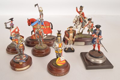 Lot 625 - Tradition and Dix and other makers 90mm Historical metal figures mostly mounted on wooden plinths (8)