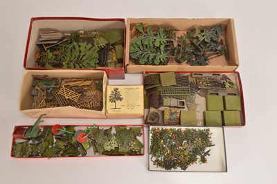 Lot 641 - Lead garden items mainly by Britains comprising Rockery pieces (8), wooden blocks (7), Lily pond, flower bed pcs (24)
