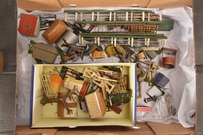 Lot 643 - A lot of lead farm accessories by various makers including Britains and Taylor & Barrett comprising Hill Windmill, F G Taylor Cottage