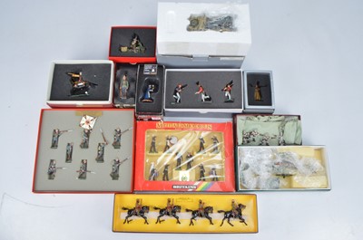 Lot 651 - Boxed New Metal figures by various makers including Steadfast and King & Country comprising Britains 10pce set 7204 Royal Marines Drums & Bugles