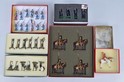 Lot 652 - Boxed New Metal figures by various makers including Mignot and Tommy Atkins comprising King & Country original series of gloss-painted figures 6 pce sets Gurkha Drummers, and Gurkha Pipers