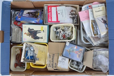 Lot 653 - A lot of unpainted and unused castings, most still unopened packets comprising Langley Models mounted and foot knight