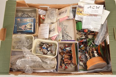 Lot 655 - A lot of well-painted and unpainted castings by various makers, unpainted items comprising Tradition (7), and Scale Link figures (3), Hinchliffe large scale Waterloo period Landwehr Cavalryman
