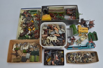 Lot 670 - A lot of mainly Britains lead farm and related civilian figures, animals and accessories, also by Hill, Crescent, Timpo etc
