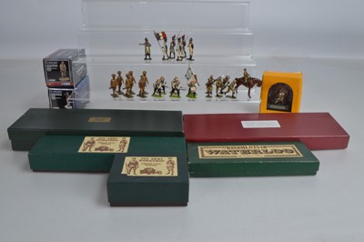 Lot 672 - Boxed New Metal military figures by various makers including Tommy Atkins and Regiments of Waterloo comprising Toy Army Workshop 5pce Gurkha Rifles Gallipoli Advancing