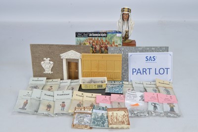 Lot 679 - A lot of unpainted - as new in packets - 54mm scale military figures by various makers comprising Tradition (15), Sarum (10)
