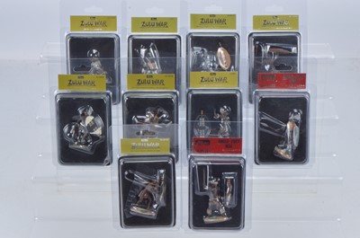 Lot 694 - Britains 'ZULU WAR' series individual 'blister-packed' Zulu Warriors comprising 20092, 20093, 20097, 20098, 20111, 20118,20154,  20159