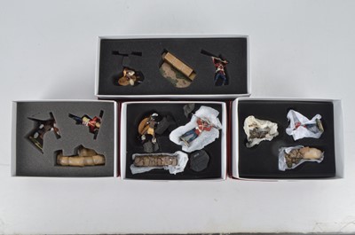 Lot 698 - Britains 'ZULU WAR' series boxed figures comprising 3pce sets 20028 'Overwhelming odds', 20101 'Down but not out'
