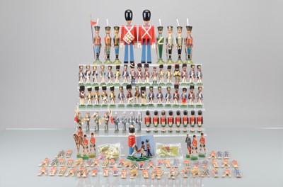 Lot 722 - Wooden soldiers in various scales by many makers comprising Kay Bojesen Denmark Guardsmen (2)