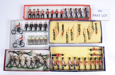 Lot 730 - A lot of 54mm scale New Metal figures by various - unmarked - makers comprising marching British Fusiliers - or Scots Guards (22)