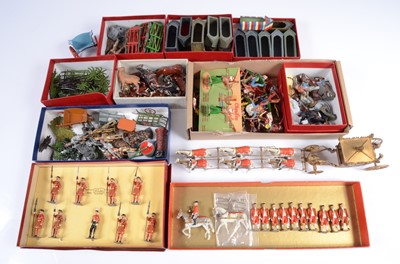 Lot 731 - Hollow-cast figures by various makers including Britains, and John Hill comprising Wild West Cowboys and Indians by Crescent and Harvey Lone Star (50)