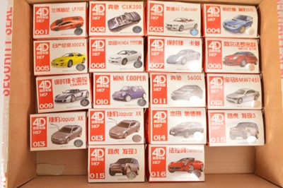 Lot 733 - 4D Chinese 1/87 HO Gauge modern unmade boxed car kits 1-16 (18)