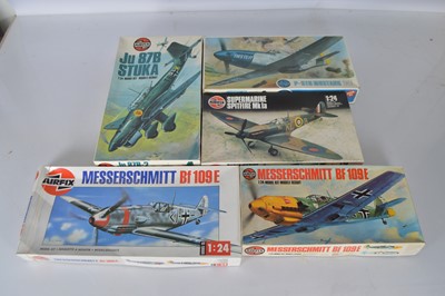 Lot 755 - Airfix 1/24 Scale WW 2 British American and German Fighter Aircraft (5)