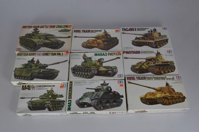 Lot 758 - Tamiya boxed 1/35 British American and German Tanks (9)